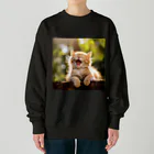 ショップ　猫まみれの子猫のあくび　yawning kitty Heavyweight Crew Neck Sweatshirt