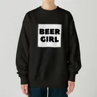 BEERのビールガール_黒字(白背景) Heavyweight Crew Neck Sweatshirt