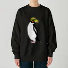 LalaHangeulの　風に吹かれるイワトビペンギンさん(文字無しバージョン Heavyweight Crew Neck Sweatshirt