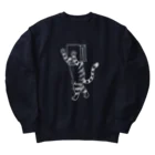 neconos Goodsのふくろねこ白プリント（ねこかもいぬかも） Heavyweight Crew Neck Sweatshirt