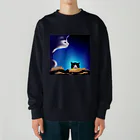 jamrovin39@ひまからの脱却！！のAIよりAIをこめて（ねことぬこ） Heavyweight Crew Neck Sweatshirt