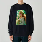 美少女天使の輝くエメラルドグリーンの美少女天使 Heavyweight Crew Neck Sweatshirt