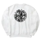 熱帯デザイン.com@SUZURIの【サークルロゴ2】AGLAONEMA PICTUM　モノクロ（アグラオネマピクタム）BLACK Heavyweight Crew Neck Sweatshirt