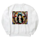 coron72のステンドグラス【黒髪女子】 Heavyweight Crew Neck Sweatshirt