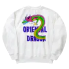 LalaHangeulのORIENTAL DRAGON（龍）英字 バックプリント Heavyweight Crew Neck Sweatshirt