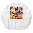 猫と紡ぐ物語のリズム感抜群！長身な白シャムネコがビーチでランバダダンス！  Heavyweight Crew Neck Sweatshirt