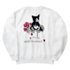 Jasmine工房のlucky stuffed animal   猫&赤薔薇 Heavyweight Crew Neck Sweatshirt