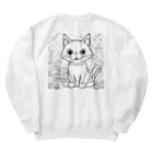 にゃんこーねこの白い猫 Heavyweight Crew Neck Sweatshirt