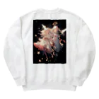 AQUAMETAVERSEのワクワクしながら宇宙の外に旅立つ天使たち アメジスト 2846 Heavyweight Crew Neck Sweatshirt