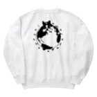 コチ(ボストンテリア)のバックプリント:ボストンテリア(地球モノクロ)[v2.8k] Heavyweight Crew Neck Sweatshirt