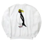 LalaHangeulの風に吹かれるイワトビペンギンさん(文字無しバージョン) バックプリント Heavyweight Crew Neck Sweatshirt