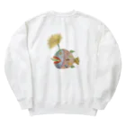 仁音-ninon-絵言葉の毒舌人面ひまわりチョウチンアンコウ Heavyweight Crew Neck Sweatshirt