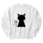 無水屋の鍵穴っぽい猫 (黒猫) Heavyweight Crew Neck Sweatshirt