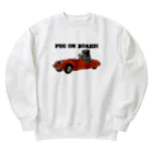 犬グッズの店しえるぶるーのレーシングカーに乗った黒パグ Heavyweight Crew Neck Sweatshirt