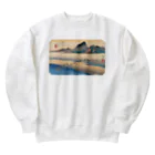 寿めでたや(ukiyoe)の広重_東海道五拾三次・金谷 大井川遠岸 Heavyweight Crew Neck Sweatshirt