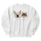 みきぞーん｜保護猫 ミッキー画伯と肉球とおともだちのrom & sol Heavyweight Crew Neck Sweatshirt