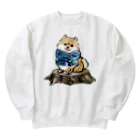 犬グッズの店しえるぶるーのマフラー犬　ポメラニアン Heavyweight Crew Neck Sweatshirt