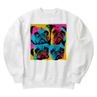 TakashiSのsurprised face pug Heavyweight Crew Neck Sweatshirt