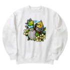 Cody the Lovebirdの仲良しインコ　セキセイインコ、オカメインコ、オキナインコ Chubby Bird Heavyweight Crew Neck Sweatshirt