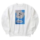 ルーナ│障害者アート の心配する犬 Heavyweight Crew Neck Sweatshirt