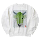 bonnylochの丑-lightGreen_青海波＠ブロックイラスト Heavyweight Crew Neck Sweatshirt