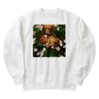 あとりえkittenのダックスのマロンとカプチーノと花畑 Heavyweight Crew Neck Sweatshirt