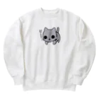 工房・夢恵のじーっとにゃんこ Heavyweight Crew Neck Sweatshirt