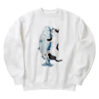 トコロコムギの秋鮭にゃんこ Heavyweight Crew Neck Sweatshirt