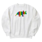 chicodeza by suzuriのカラフルなトリケラトプス Heavyweight Crew Neck Sweatshirt