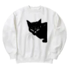 小鳥と映画館のカッコよく覗きに来た黒猫 Heavyweight Crew Neck Sweatshirt