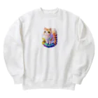 dolphineの上目遣いで見上げるrainbow cute cat Heavyweight Crew Neck Sweatshirt