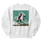 鶴丸男のお店の練習に励む芦毛の怪物くん Heavyweight Crew Neck Sweatshirt