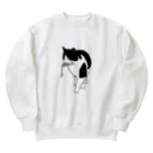 小鳥と映画館のお魚くわえたハチワレ猫 Heavyweight Crew Neck Sweatshirt