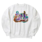POWAQAの花畑と窓の外(色違いとロゴ有りver) Heavyweight Crew Neck Sweatshirt
