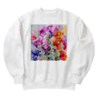 botanicalartAIのカラフルなスイトピー Heavyweight Crew Neck Sweatshirt