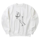 醜い社会の豚のボーリングを嗜む猫 Heavyweight Crew Neck Sweatshirt