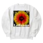 Laffnamo ラフなモーションのフラワー イエローオレンジ Heavyweight Crew Neck Sweatshirt