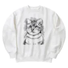 greetenのアート猫　モノクロ　 Heavyweight Crew Neck Sweatshirt