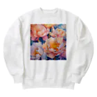 botanicalartAIのピンク色がかわいい芍薬のお花のイラスト Heavyweight Crew Neck Sweatshirt