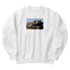 しろねこまるの茶トラのちゃちゃとキジのつぶちゃん Heavyweight Crew Neck Sweatshirt