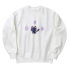 猫の隠れ家のいつもおそばにちびあやかし【ちび猫又ちゃん（黒猫）】 Heavyweight Crew Neck Sweatshirt