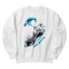 とりちゃん。のイルカ(ボード／黒) Heavyweight Crew Neck Sweatshirt