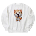 Vasetti_pressの可愛いキツネとマイク Heavyweight Crew Neck Sweatshirt