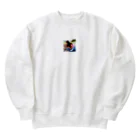 テルのビジネス大学のショップの可愛い犬と少女 Heavyweight Crew Neck Sweatshirt