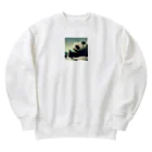 Shiba_IncのPanda driving a car（車を運転するパンダ） Heavyweight Crew Neck Sweatshirt