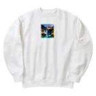 rokuryuuの夜明けの滝と山々の美しい自然風景 Heavyweight Crew Neck Sweatshirt