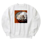 marusheのブサカワ猫のネコどんぶり Heavyweight Crew Neck Sweatshirt