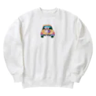 猫、かわいい系ショップの車の猫 Heavyweight Crew Neck Sweatshirt