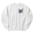 れいにゃん堂&れいにゃあ～と😺のチョークアートの見上げるサビ猫 Heavyweight Crew Neck Sweatshirt