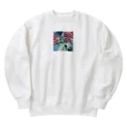 SK8461の自由の女神とアメリカ国旗 Heavyweight Crew Neck Sweatshirt